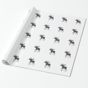 Papier Cadeau Cerfs communs tirés par la main modernes, simples