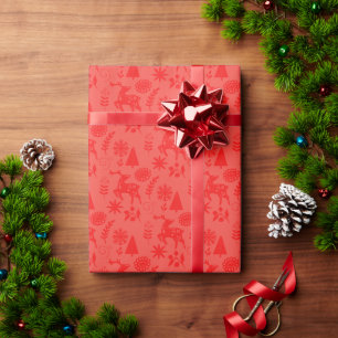 Papier Cadeau Cerfs de l'art populaire forêt rouge cadeau