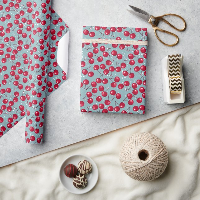 Papier Cadeau Cerise d'hiver. (Artisanat)