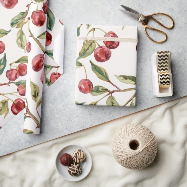 Papier Cadeau Cerise sur le thème Aesthetic Viral (Artisanat)