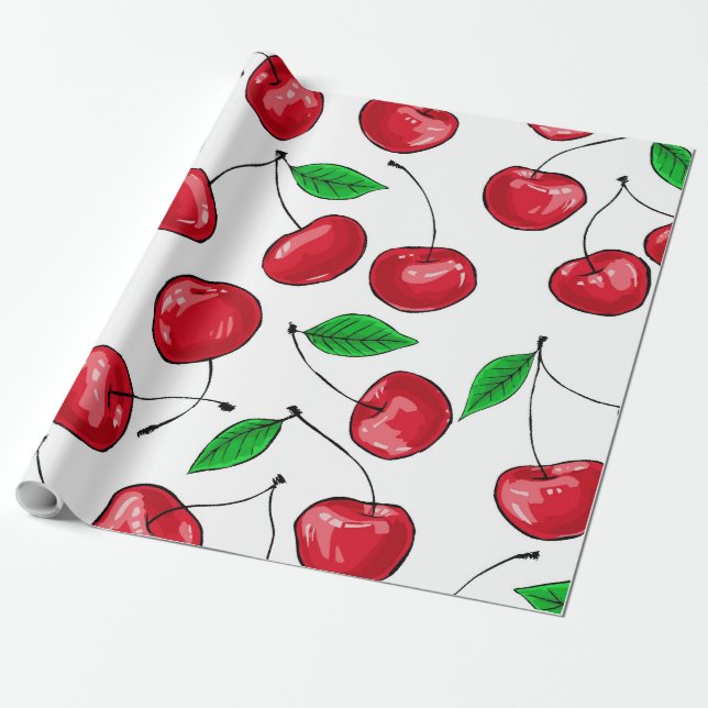 Papier Cadeau Cerises (Déroulé)