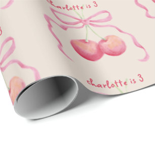 Papier Cadeau Cerises et nœud papillon enfants personnalisés 