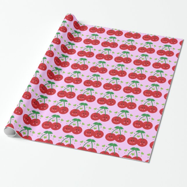 Papier Cadeau Cerises mignonnes (Déroulé)