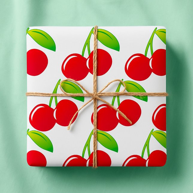Papier Cadeau Cerises rouges vives mûres (Créateur téléchargé)