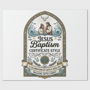 Papier Cadeau Certificat de baptême de Jésus Style Certificat de