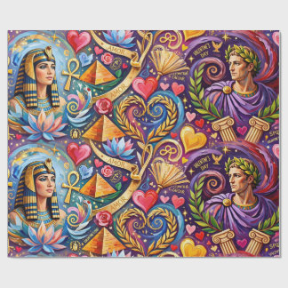 Papier Cadeau César et Cléopâtre, la Saint-Valentin