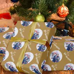 Papier Cadeau C'est la saison élégante typographie photo ronde o