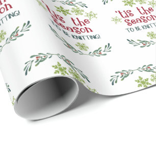 Papier Cadeau C'est la saison pour tricoter Noël d'hiver