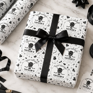 Papier Cadeau C'est l'heure du hockey - Fête d'anniversaire pour
