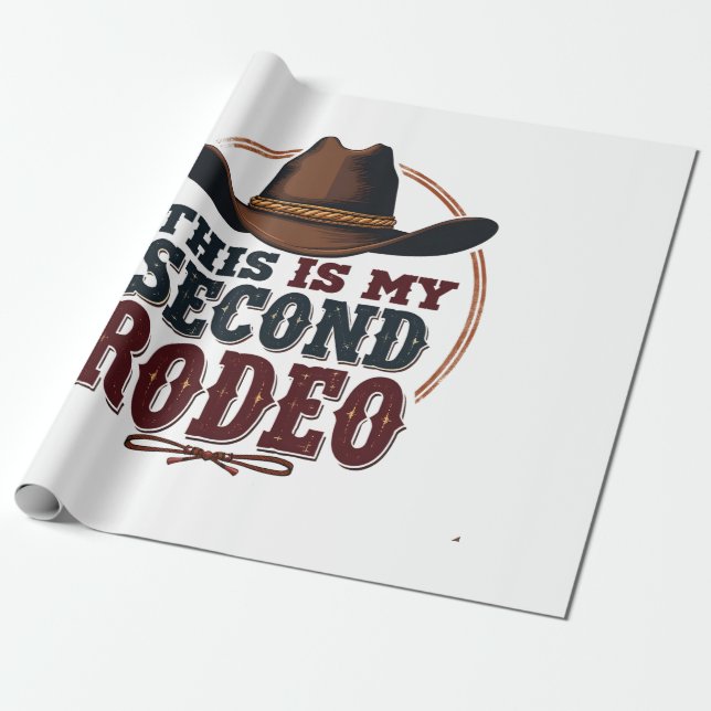Papier Cadeau C'est My Second Rodeo Cowboy West Casquette (Déroulé)