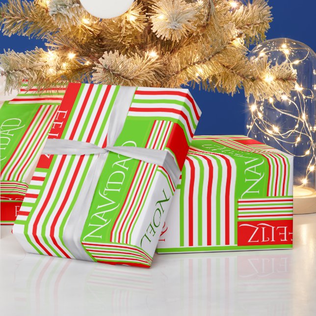 Papier Cadeau C'est Noel Motif rayé Joyeux Noël (Vacances)