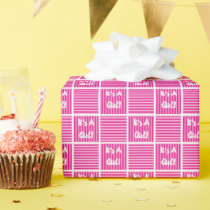 Papier Cadeau C'est un Baby shower Carré rose/blanc