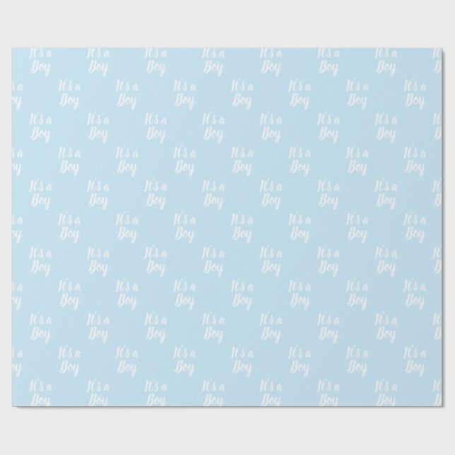 Papier Cadeau C'est un cadeau de baby shower blanc bleu clair (Plat)