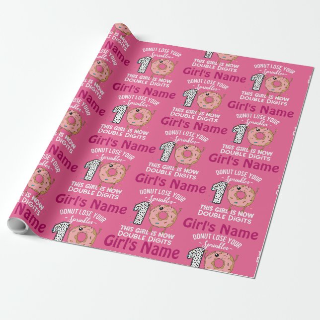 Papier Cadeau Cette fille a maintenant deux chiffres Gâteau d'an (Déroulé)
