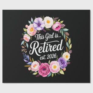 Papier Cadeau Cette fille est retraitée 2026 Floral Retiret