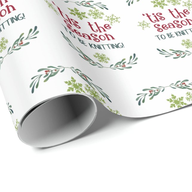 Papier Cadeau Cette saison d'être Tricot Noël d'hiver (Coin rond)