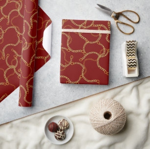 Papier Cadeau Chaînes en or de style urbain dans le rouge