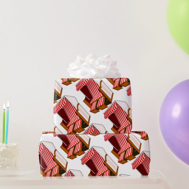 Papier Cadeau Chaises de plage rouges et blanches Papier d'envel (Cadeaux de fête)