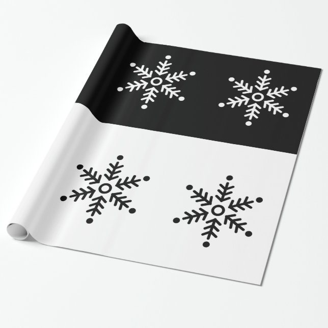 Papier Cadeau Chalboard - Flocon de neige - Noir / Blanc (Déroulé)