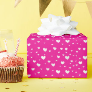 Papier Cadeau Chaleur blanche sur rose néon
