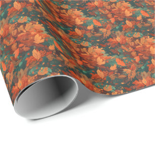Papier Cadeau Chaleureux Feuilles rustiques d'aquarelle - Boho e
