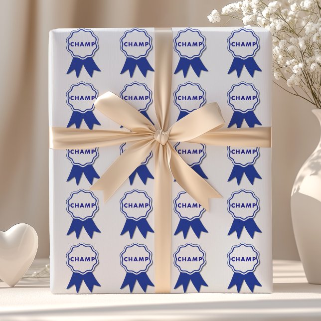 Papier Cadeau Champ Blue Ribbon (Créateur téléchargé)
