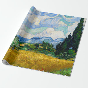 Papier Cadeau Champ de blé avec Cyprès par Vincent Van Gogh