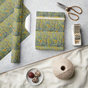 Papier Cadeau Champ de tournesols et de fleurs sauvages