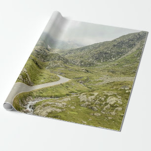 PAPIER CADEAU CHAMP ET MONTAGNE VERTS