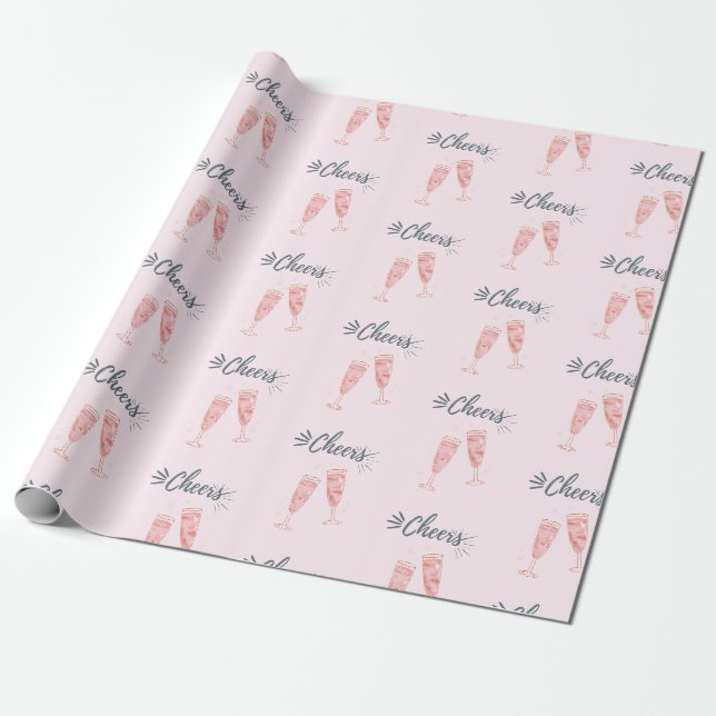 Papier Cadeau Champagne en or rose (Déroulé)