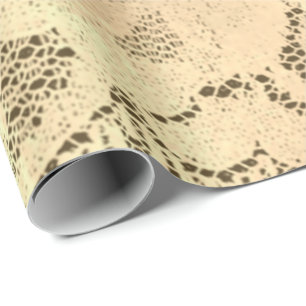 Papier Cadeau Champagne Métallurgique Luxe Dentelle Florale Bron