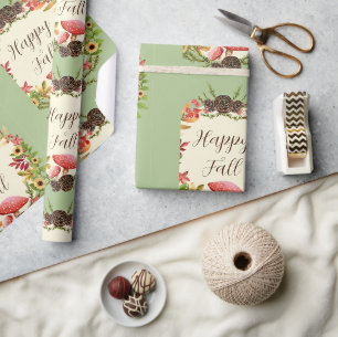 Papier Cadeau Champignon et tournesols avec texte personnalisabl