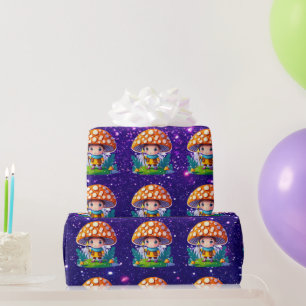 Papier Cadeau Champignon Gardien Mignon Charme Thème Inspiré