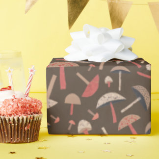 Papier Cadeau Champignons Du Milieu Du Siècle Art Rétro