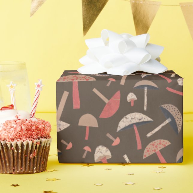 Papier Cadeau Champignons Du Milieu Du Siècle Art Rétro (Fête d'anniversaire)