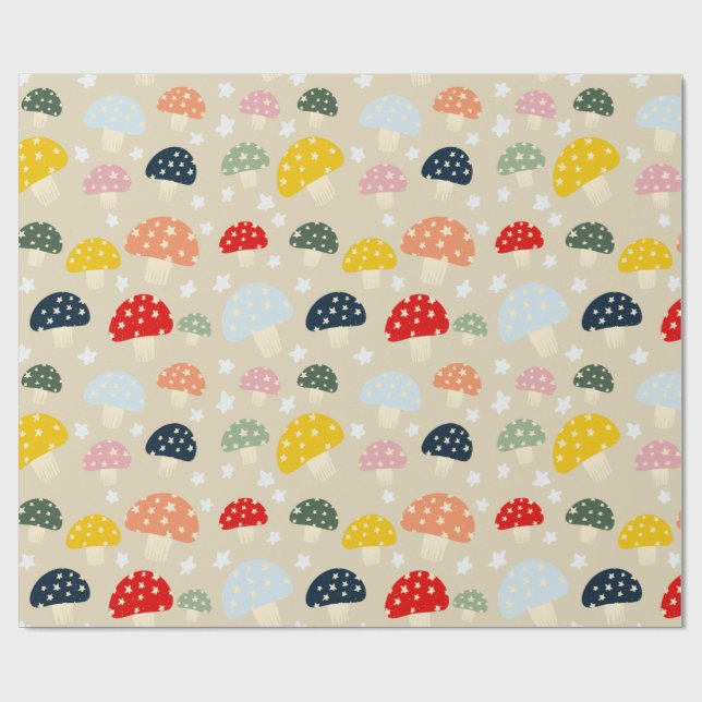 Papier Cadeau Champignons étoilés (Plat)