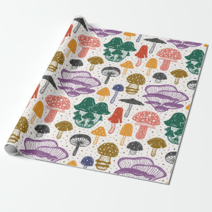 Papier Cadeau Champignons forestiers. Motif, texture, sac