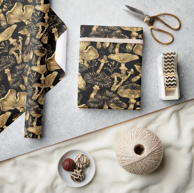 Papier Cadeau Champignons Forêt sombre magique (Artisanat)