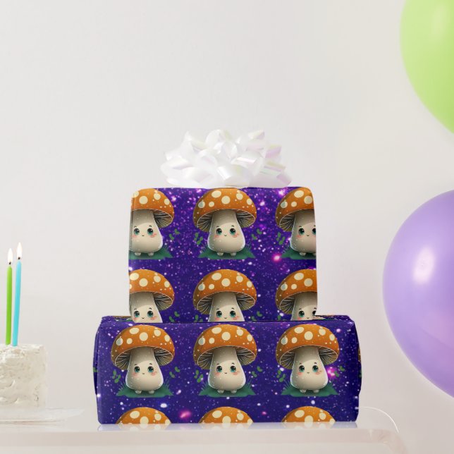 Papier Cadeau Champignons Gardien Cute Charme Thème Inspiré (Cadeaux de fête)