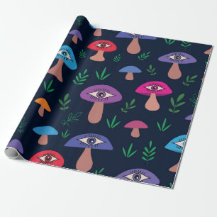Papier Cadeau Champignons Psychédéliques Avec Yeux