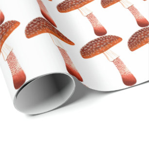 Papier Cadeau Champignons Rose Bois Blanc Delicé