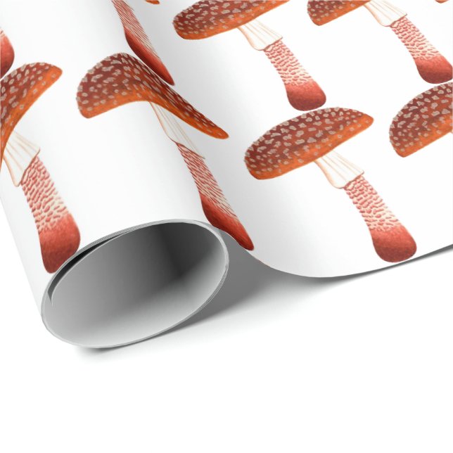 Papier Cadeau Champignons Rose Bois Blanc Delicé (Coin rond)