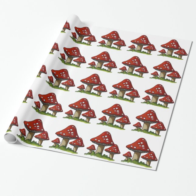 Papier Cadeau Champignons rouges, champignons : Art original (Déroulé)