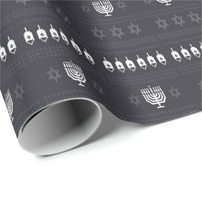 Papier Cadeau Chandail laid de Hanoukka (Coin rond)