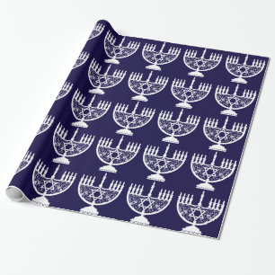 Papier Cadeau Chandelier élégant de Hanukkah avec étoile de Davi