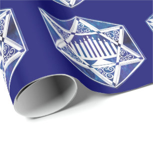 Papier Cadeau Chandelier élégant de Hanukkah en Étoile de David
