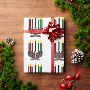 Papier Cadeau Chandelles Brown Kwanzaa Vert Rouge