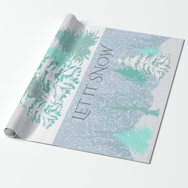 Papier Cadeau Changement de couleur de l'arbre de Noël de neige  (Déroulé)