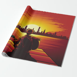 Papier Cadeau Chanson de l'illustration du coucher du soleil cou