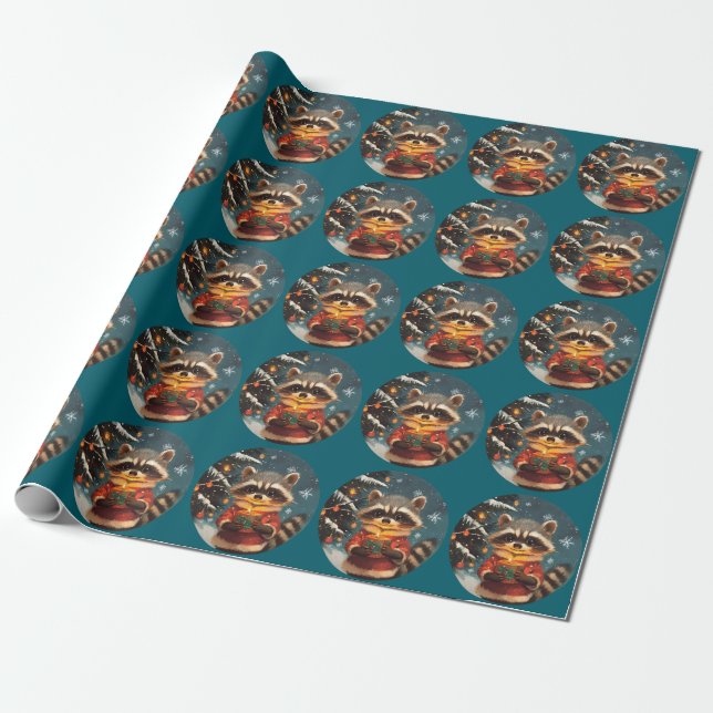 Papier Cadeau Chansons de Noël Raccoon (Déroulé)